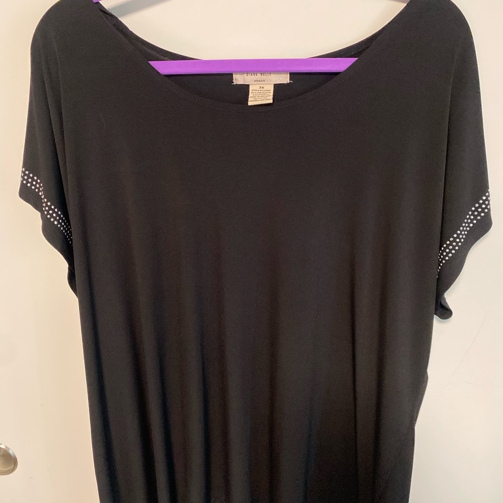 Diana Belle Short Sleeve Rhinestone Accent Blouse 3X